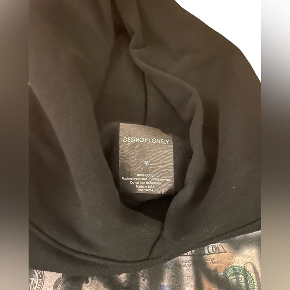 Destroy Lonely No Stylist 100 dollar bill hoodie - Picture 3 of 3